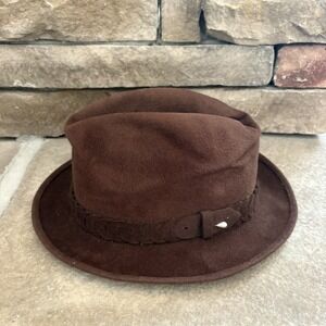 Brown Beaver Hats Brand Fedora Size 7 1/8 Genuine Fur Felt Custom Made USA